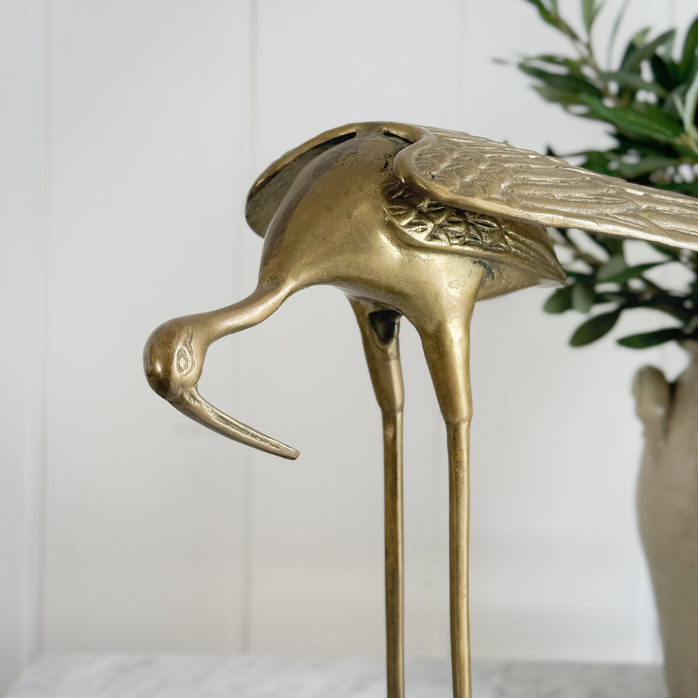 Vintage brass large heron