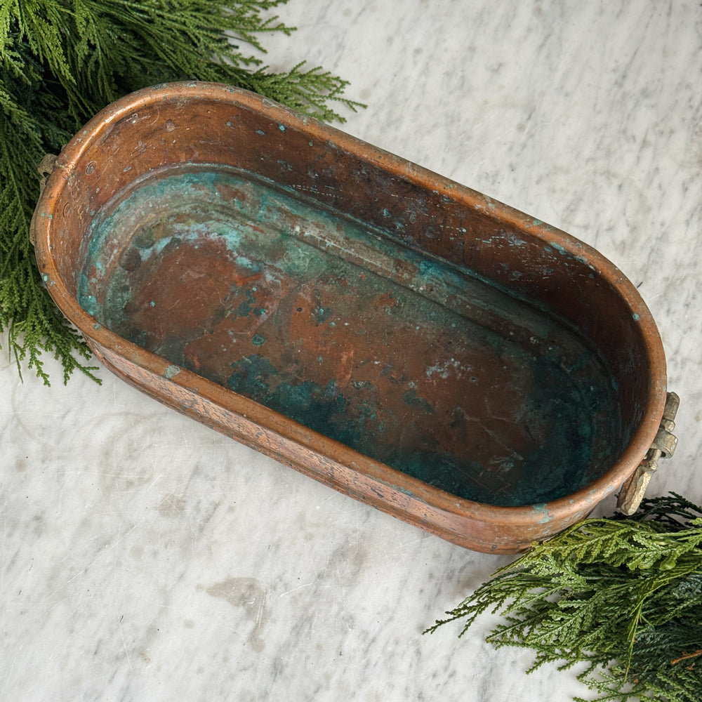 Vintage copper handled planter