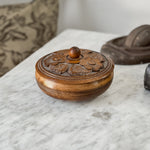 Vintage wood floral lidded bowl.