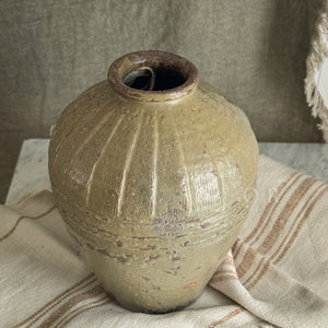 Vintage green pottery vase