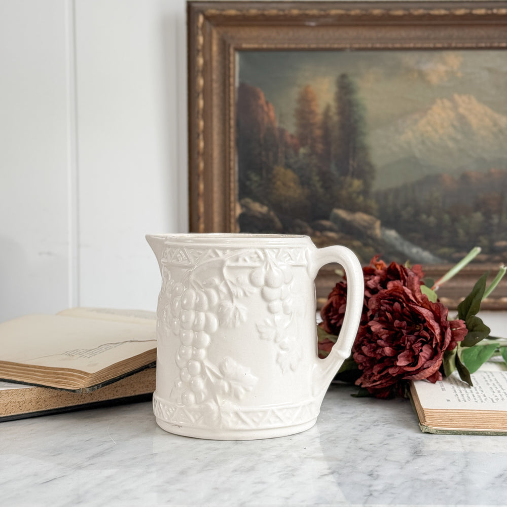 Vintage Ceramic Pitcher with Grape Design