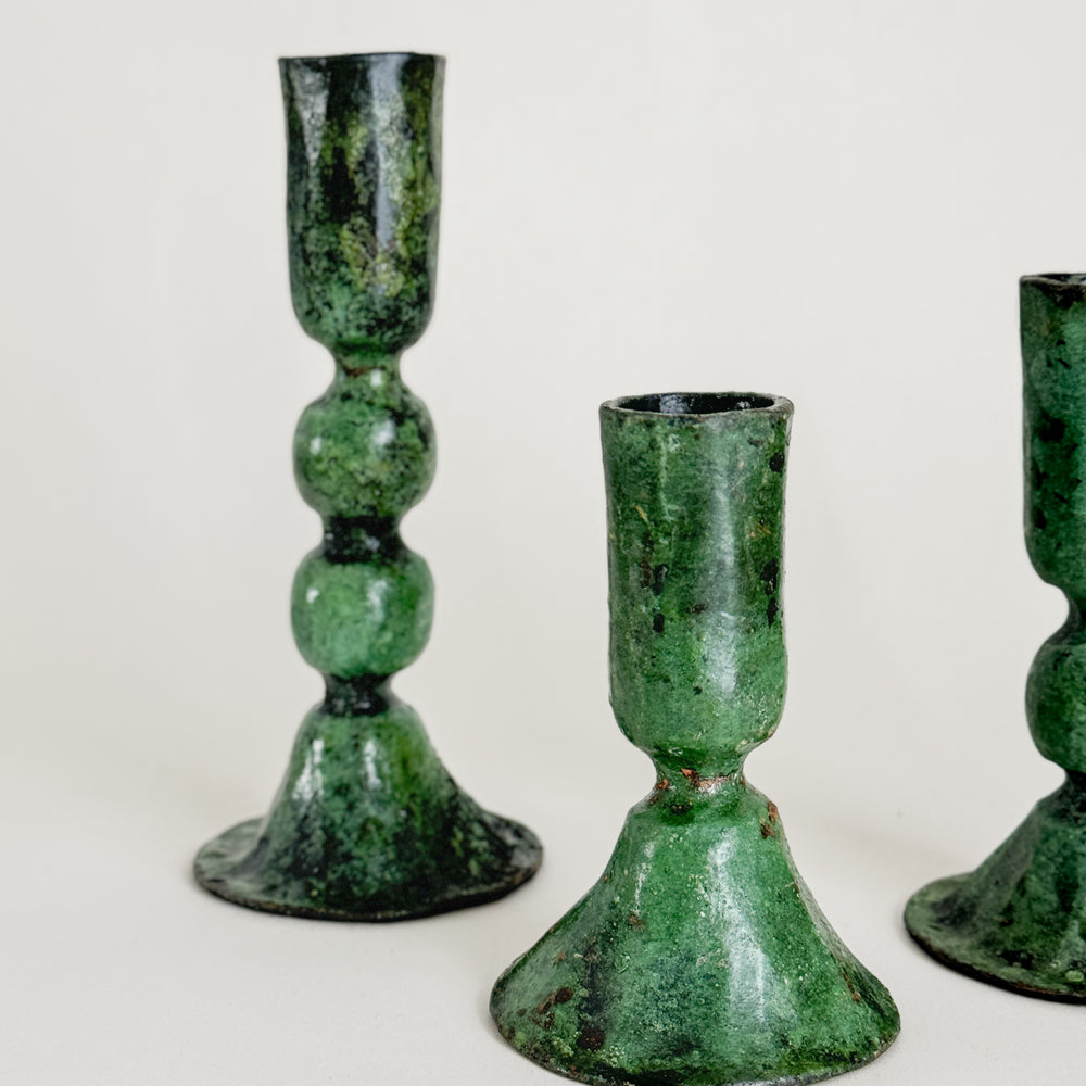 Il Prato green metal taper candleholder