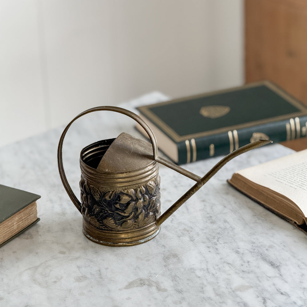 Vintage brass flower watering can.