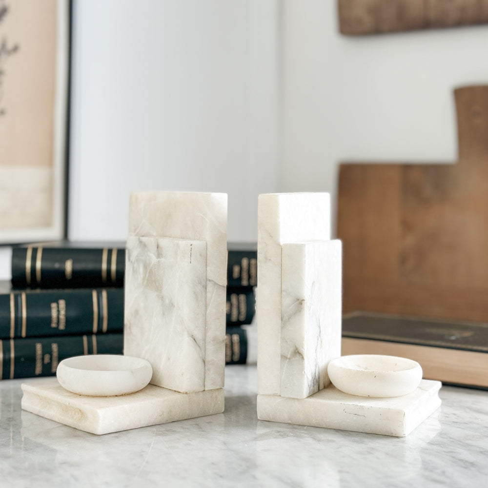Vintage alabaster book end pair.