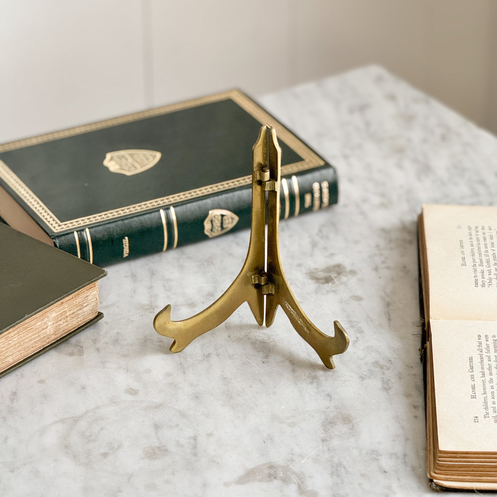 Vintage brass folding picture stand.
