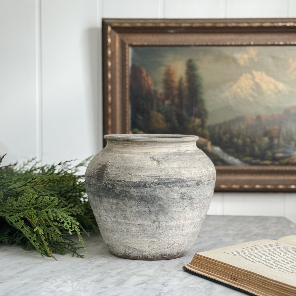 Vintage black pottery vase.