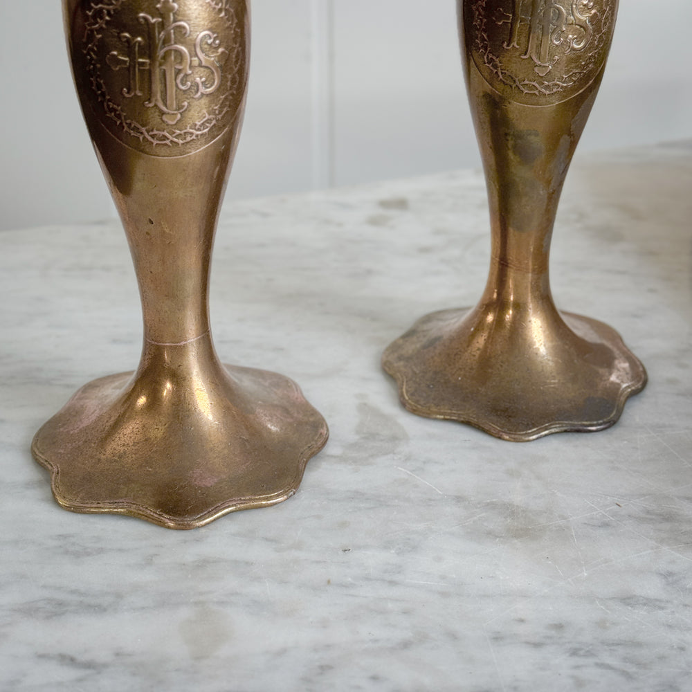 Vintage brass tapered vase