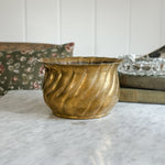 Vintage Brass Ribbed Planter