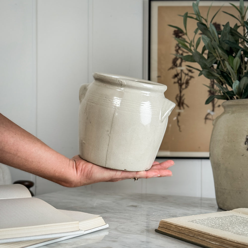 Antique Cream Confit Pot Small - FRANCE