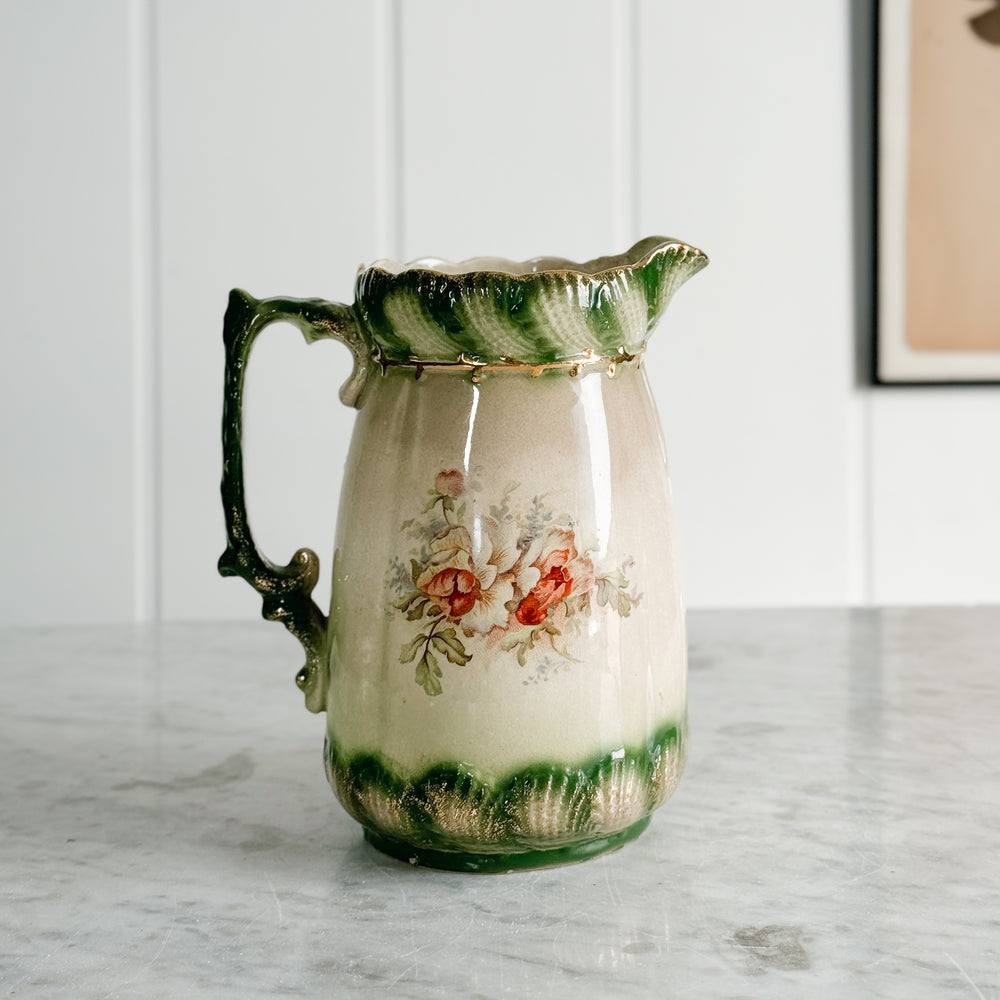 Vintage Grimwades green floral pitcher.