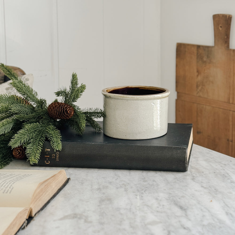 Vintage low stoneware crock.