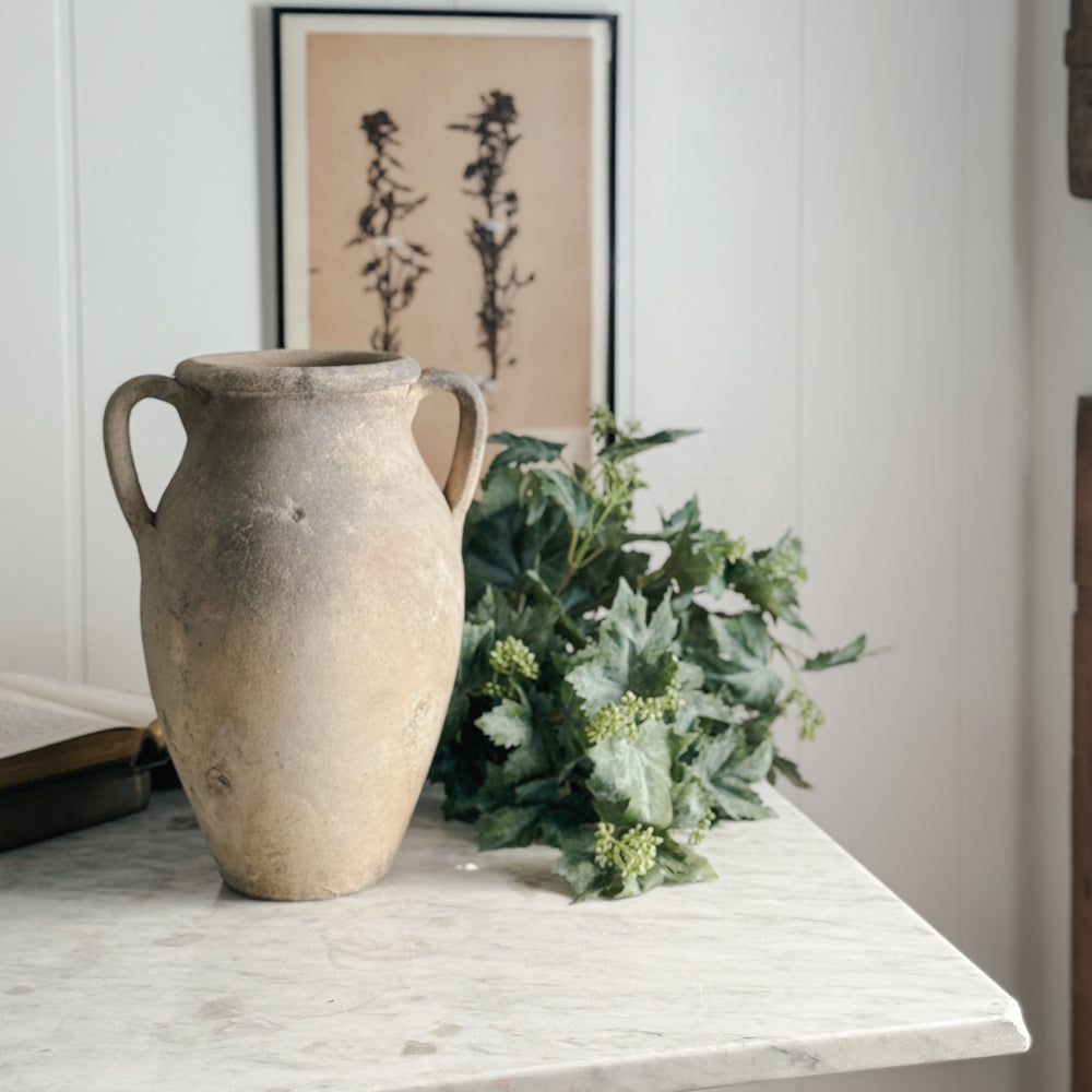 Vintage beige Turkish pot double handle