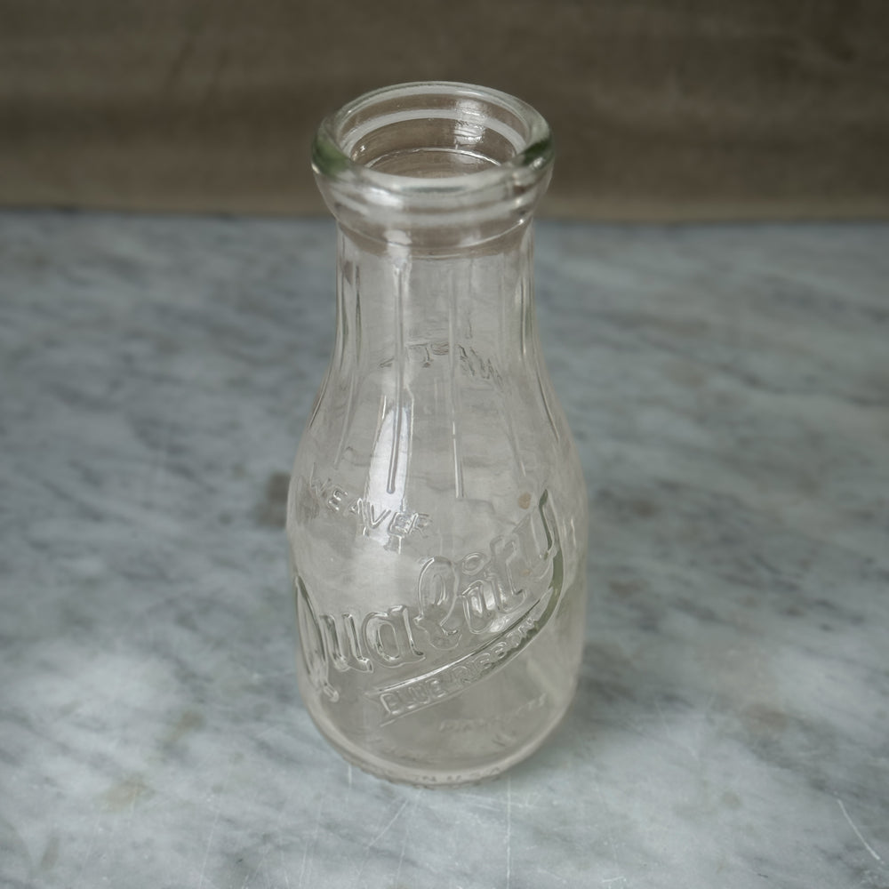 Vintage Glass Blue Ribbon Bottle.