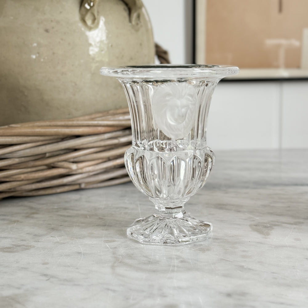 Vintage glass lion head urn
