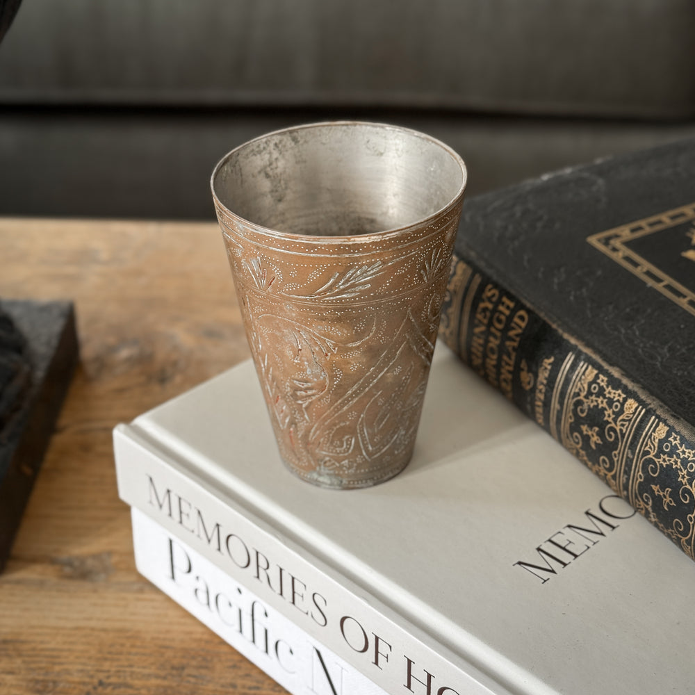 Vintage brass lassi cup