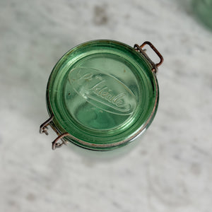 Vintage M Wide Green Glass Canning Jar- FRANCE