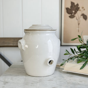 Antique white confit pot - FRANCE