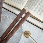 Burgundy Brown Ribbed Taper candle Pair