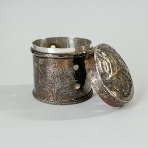 Vintage silverplate incense box.