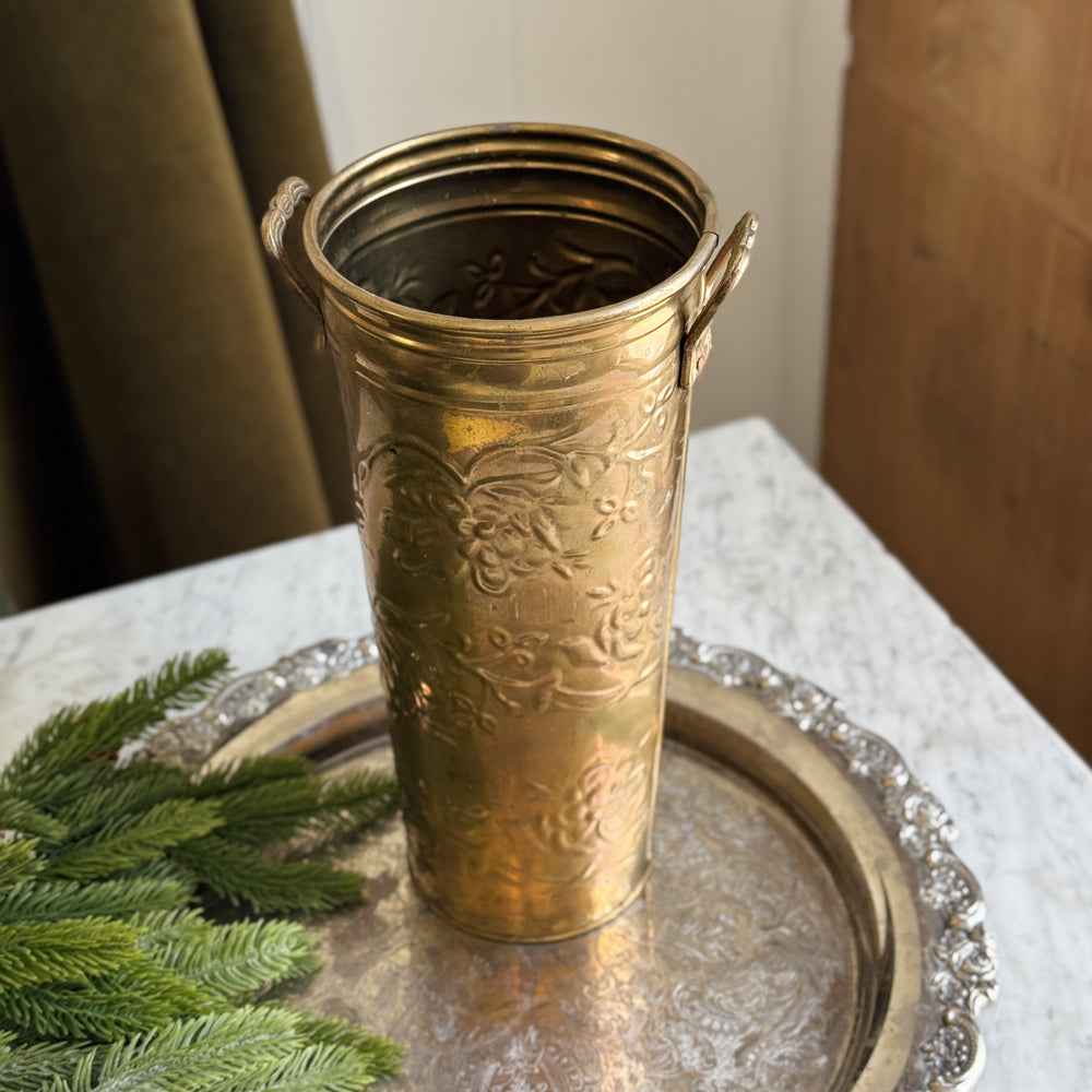 Vintage Slim Tall Brass Bucket.