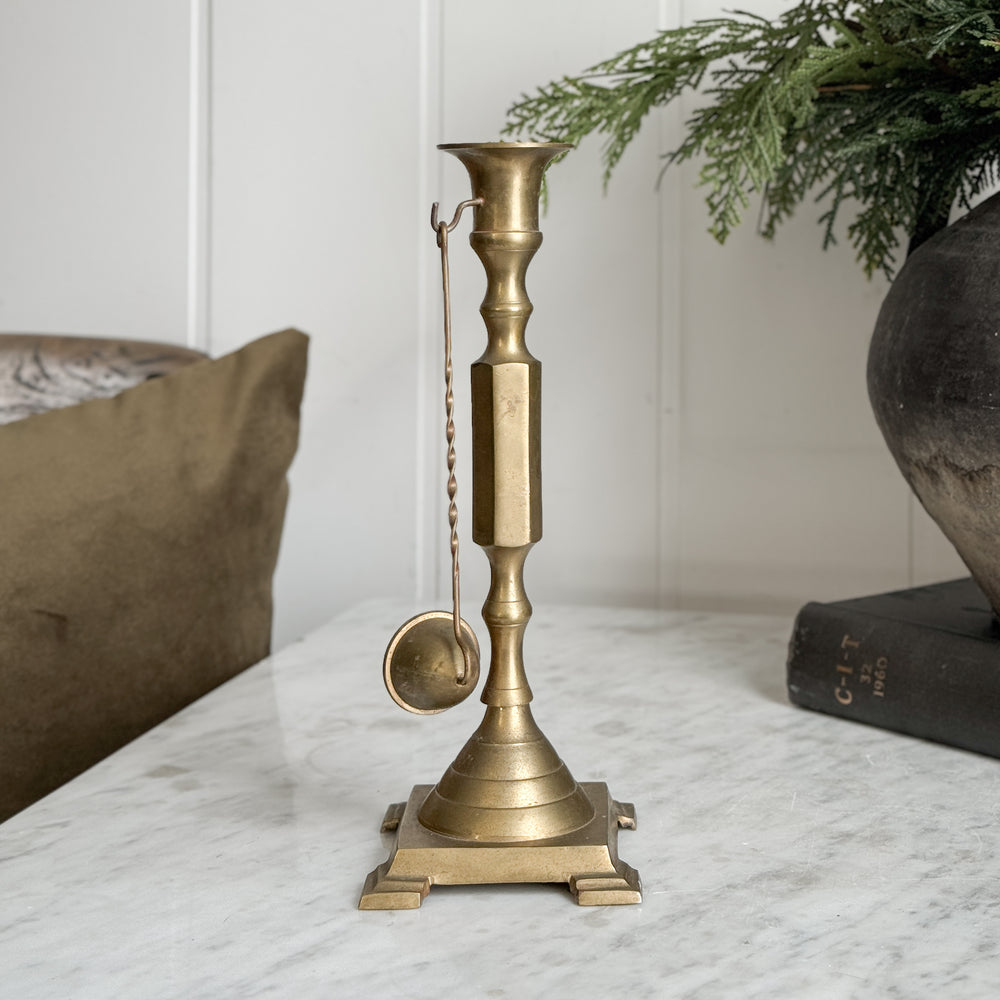 Vintage Brass Taper with attached snuffer.