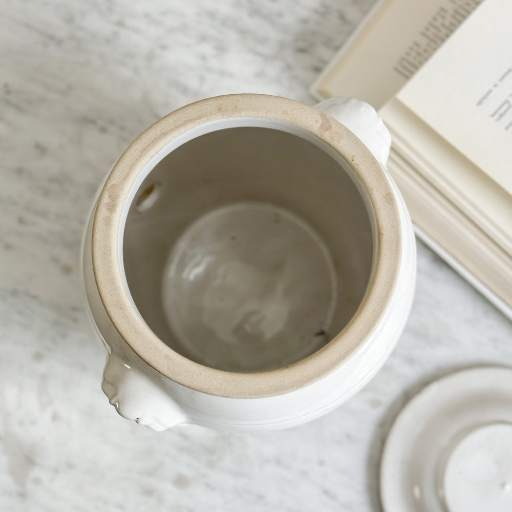 Antique white confit pot - FRANCE