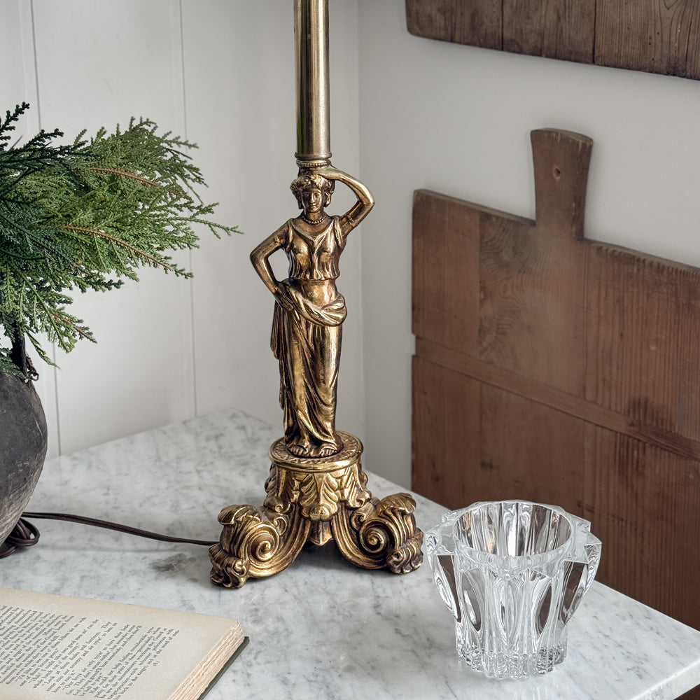 Vintage Brass Lady Lamp w/ Shade