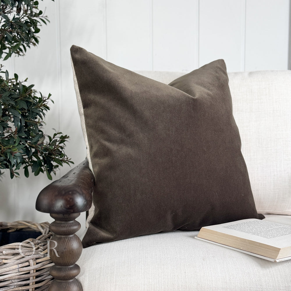 Truffle Linen Velvet Pillow Cover