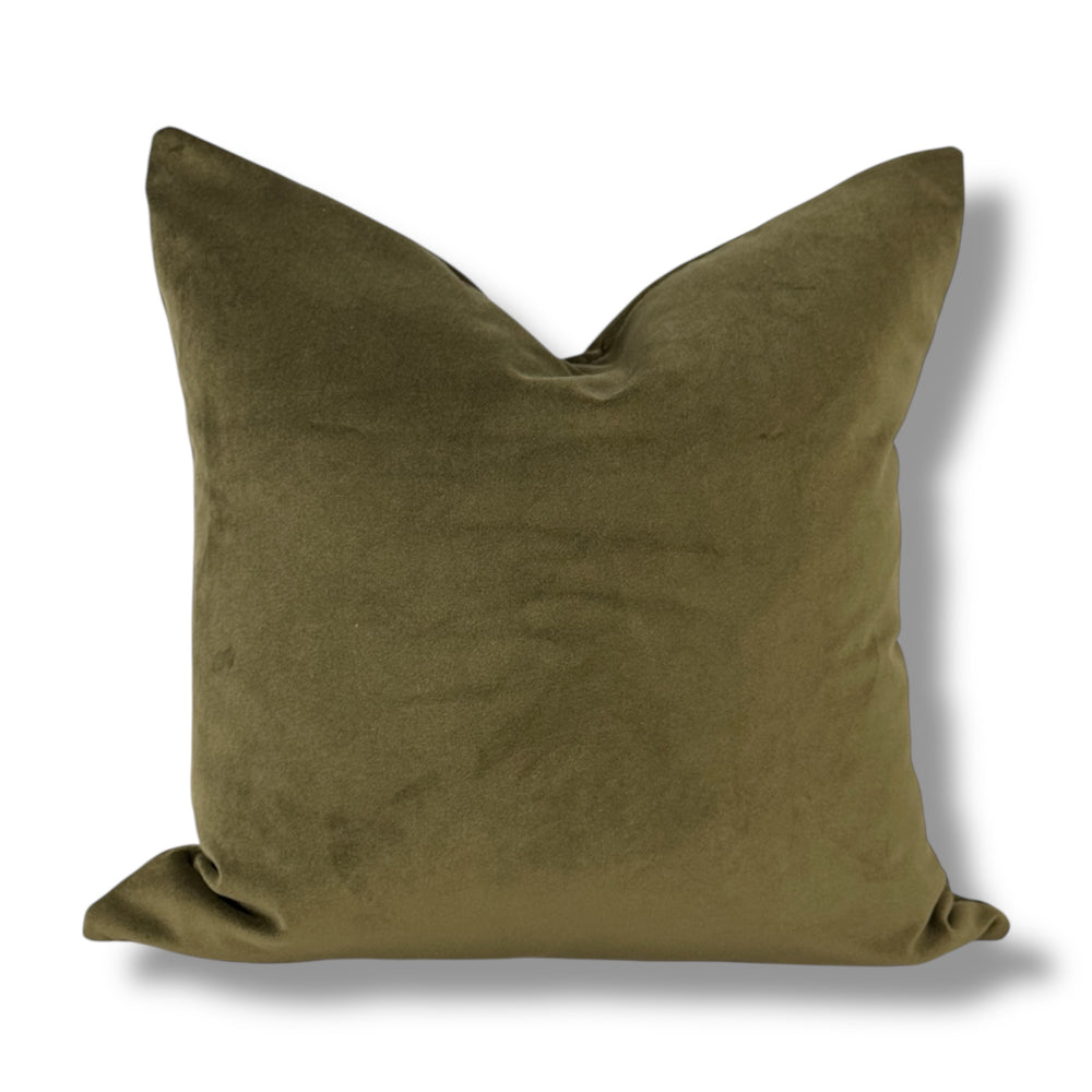 Olive Green 22" Velvet Pillow Cover