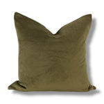 Olive Green 22" Velvet Pillow Cover