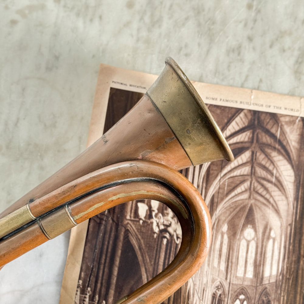 Antique copper bugle.