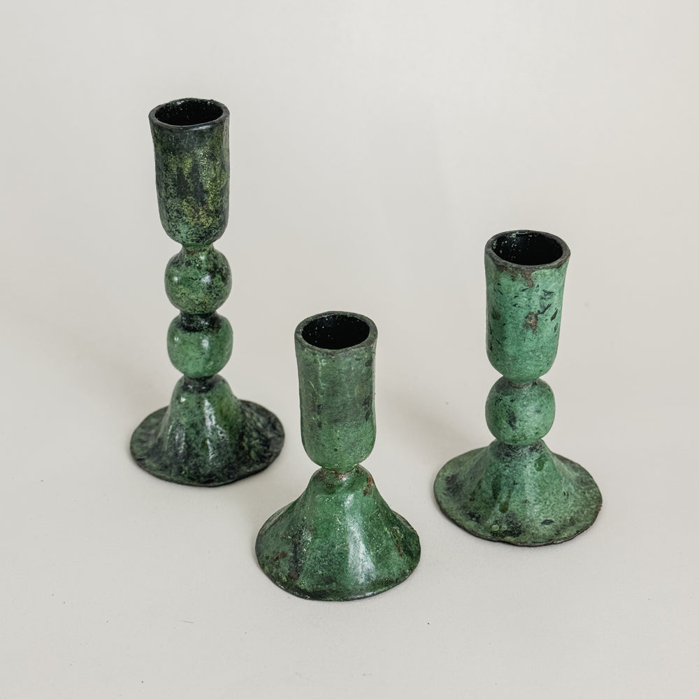 Il Prato green metal taper candleholder