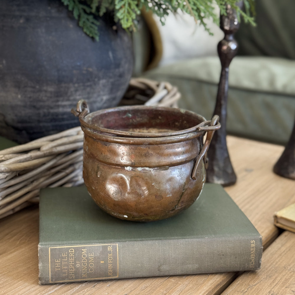 Vintage Small Copper Planter with Handle.