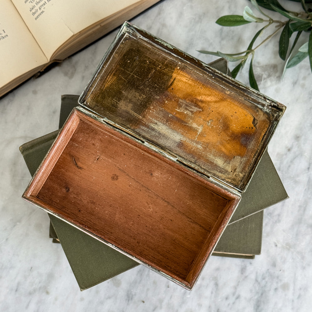 Vintage brass black engraved box.