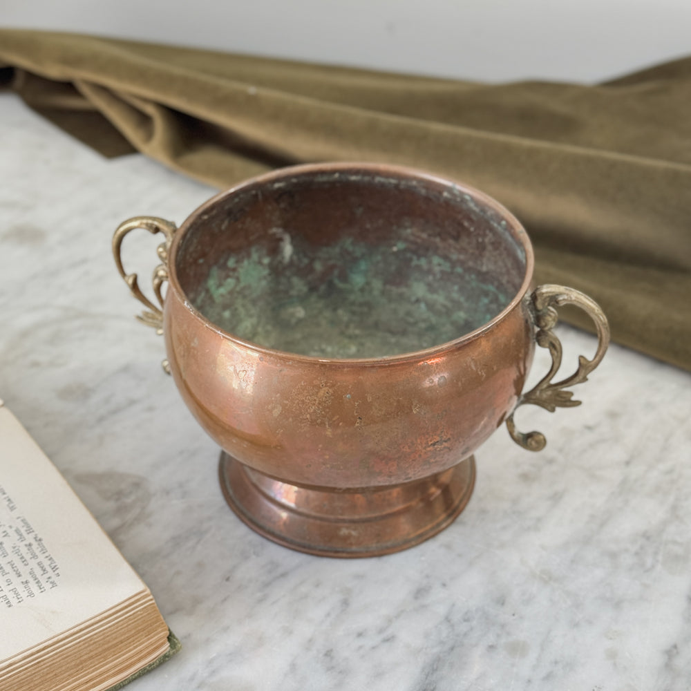 Vintage Copper Handled Planter