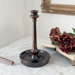Vintage dark wood taper candleholder