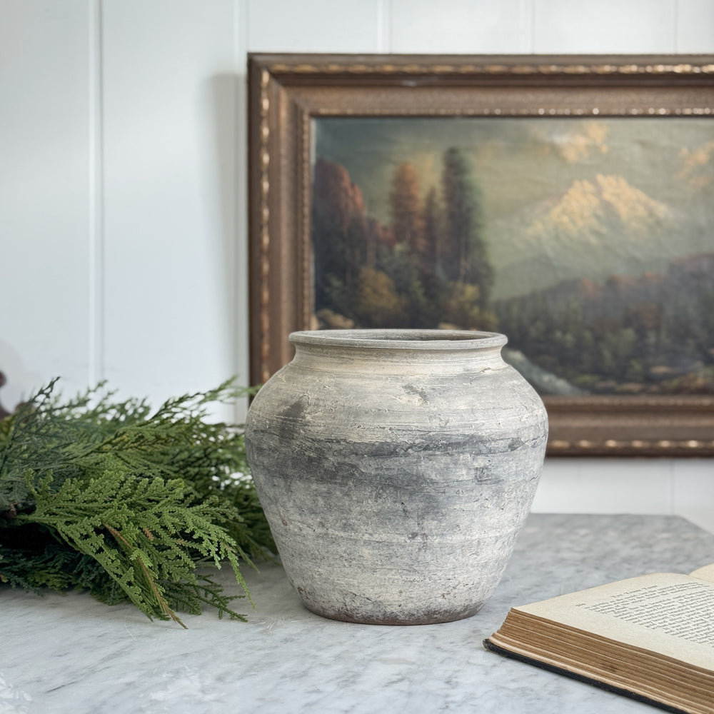 Vintage black pottery vase.