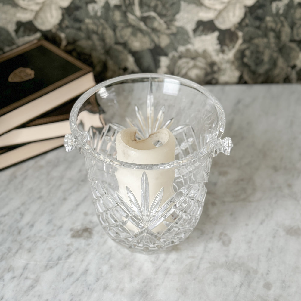 Vintage Crystal Ice Bucket with Handles.