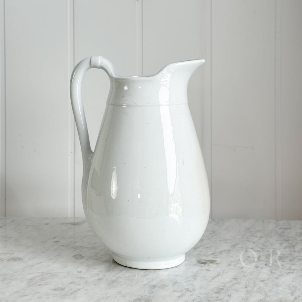 Antique white Ironstone pitcher- J &G Meakin