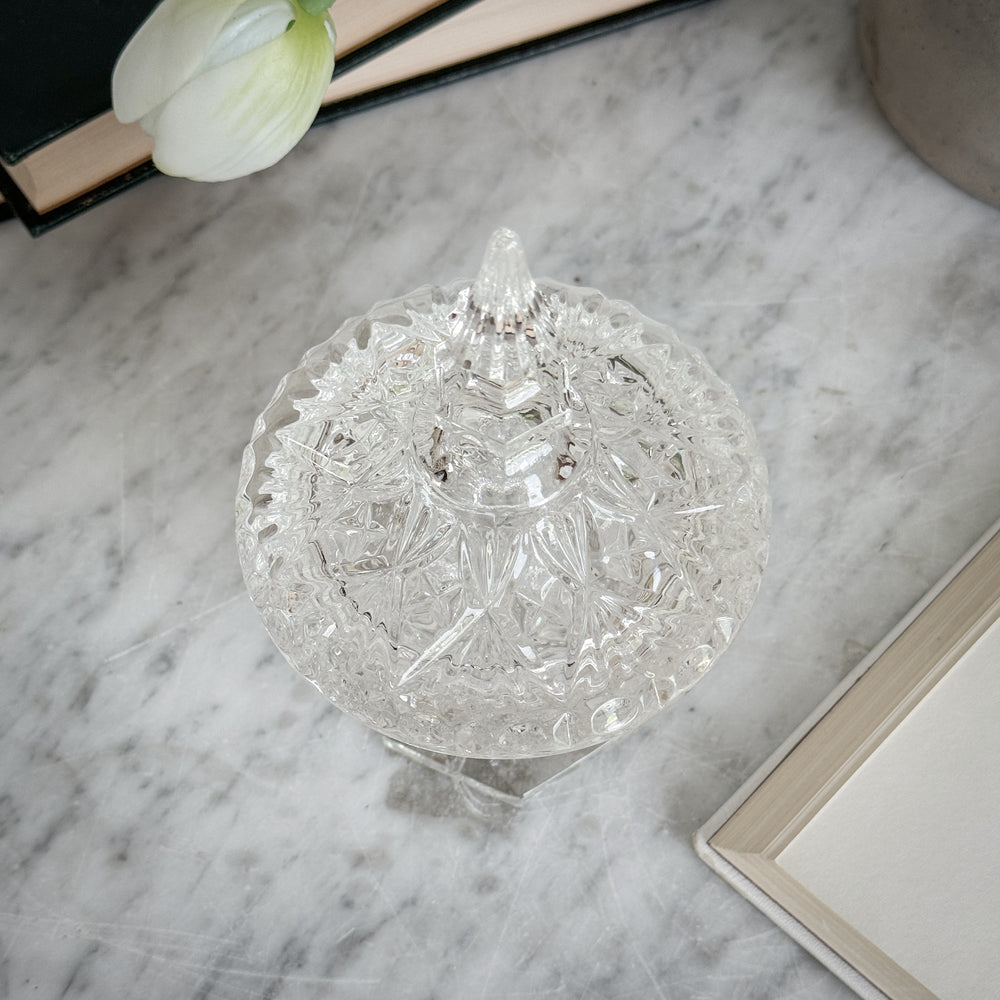 Vintage Crystal  lidded jar.