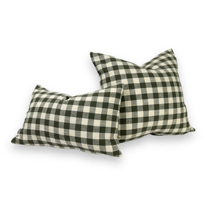 Olive Gingham Pillow Cover- Multiple Sizes