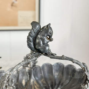 Vintage silverplate squirrel branch bowl