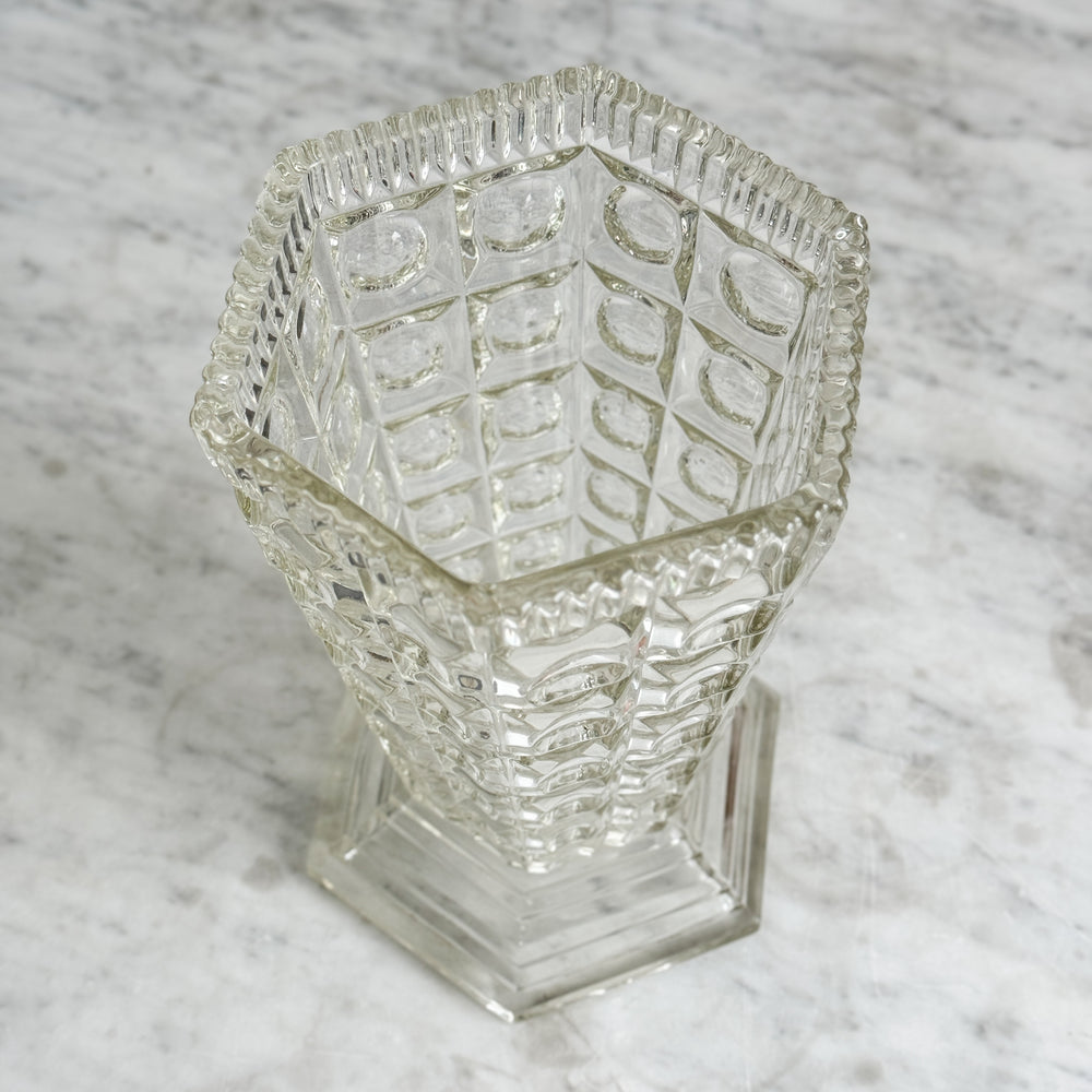 Vintage Hexagon Glass Vase