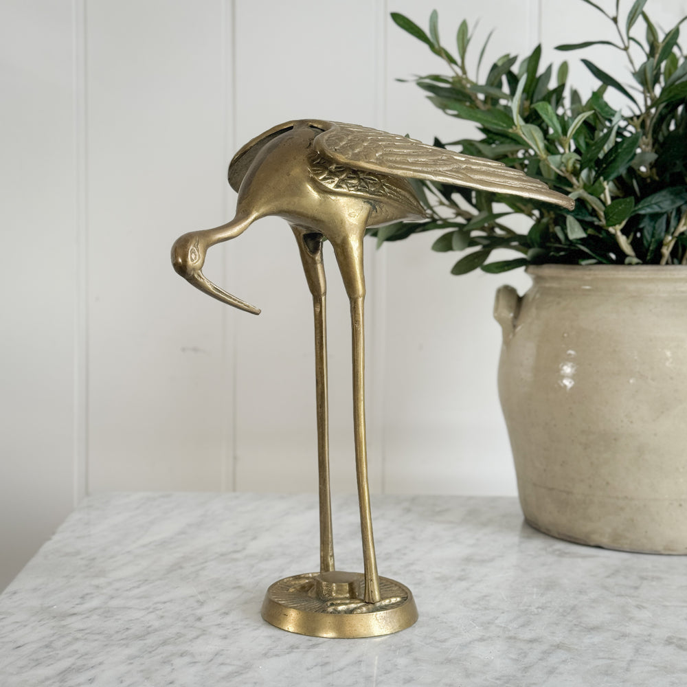 Vintage brass large heron