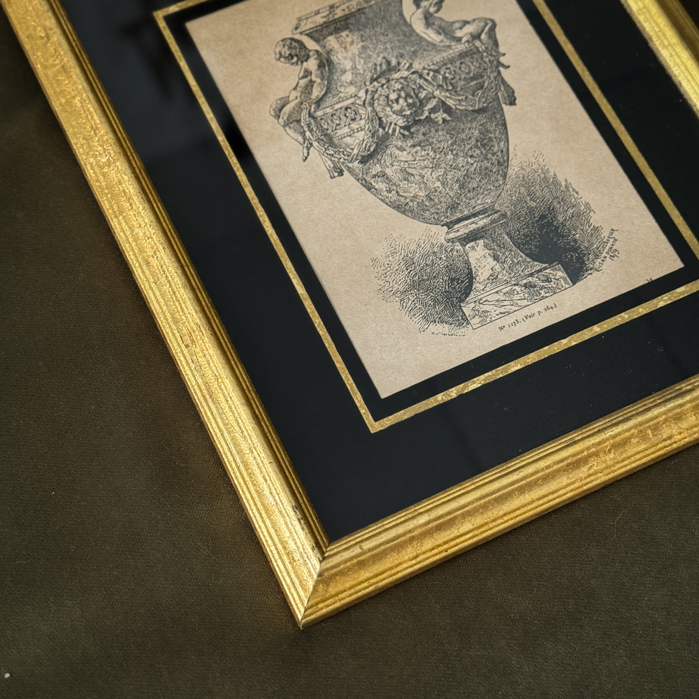 Vintage golden black urn prints