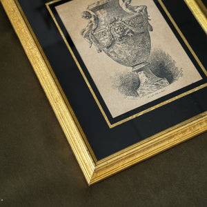 Vintage golden black urn prints