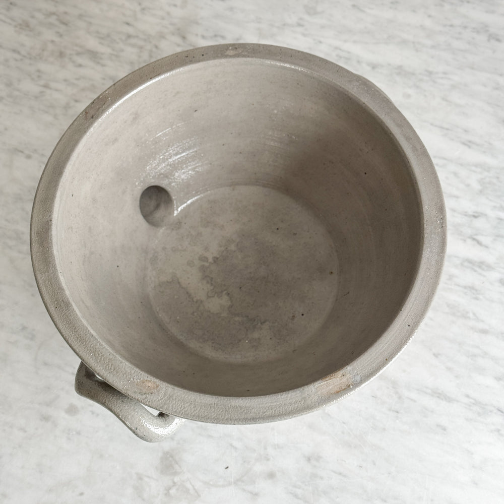 Vintage stoneware handle bowl with spout
