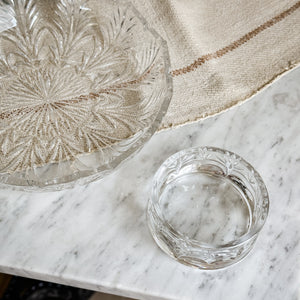 Vintage cut glass cocktail plate set with bowl insert