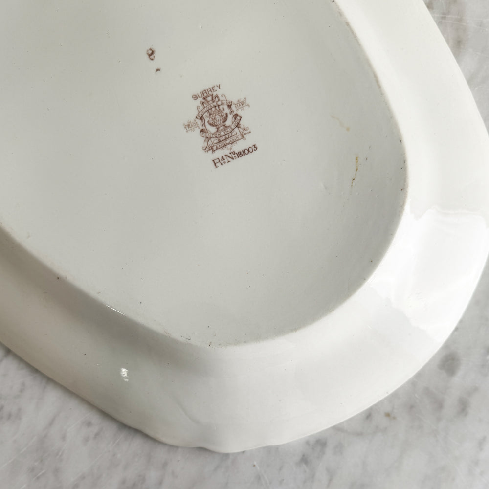 Antique Surrey brown transferware ironstone platter