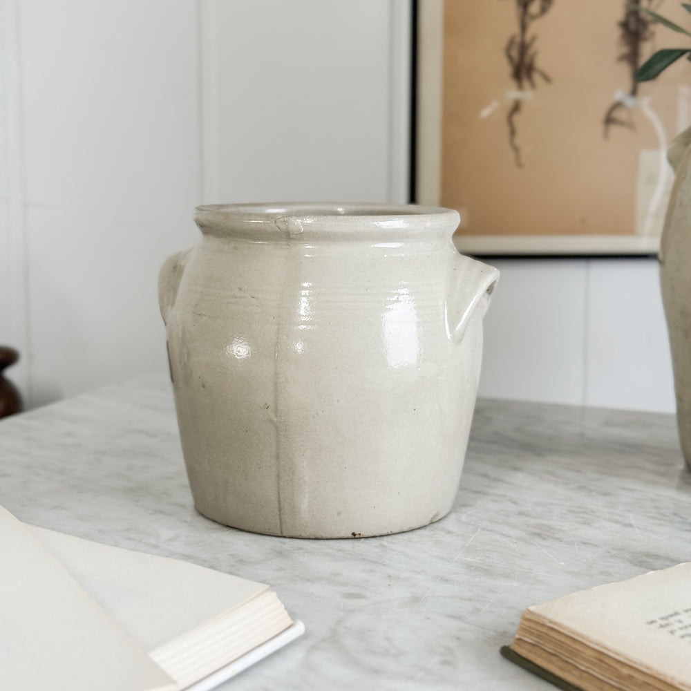 Antique Cream Confit Pot Small - FRANCE